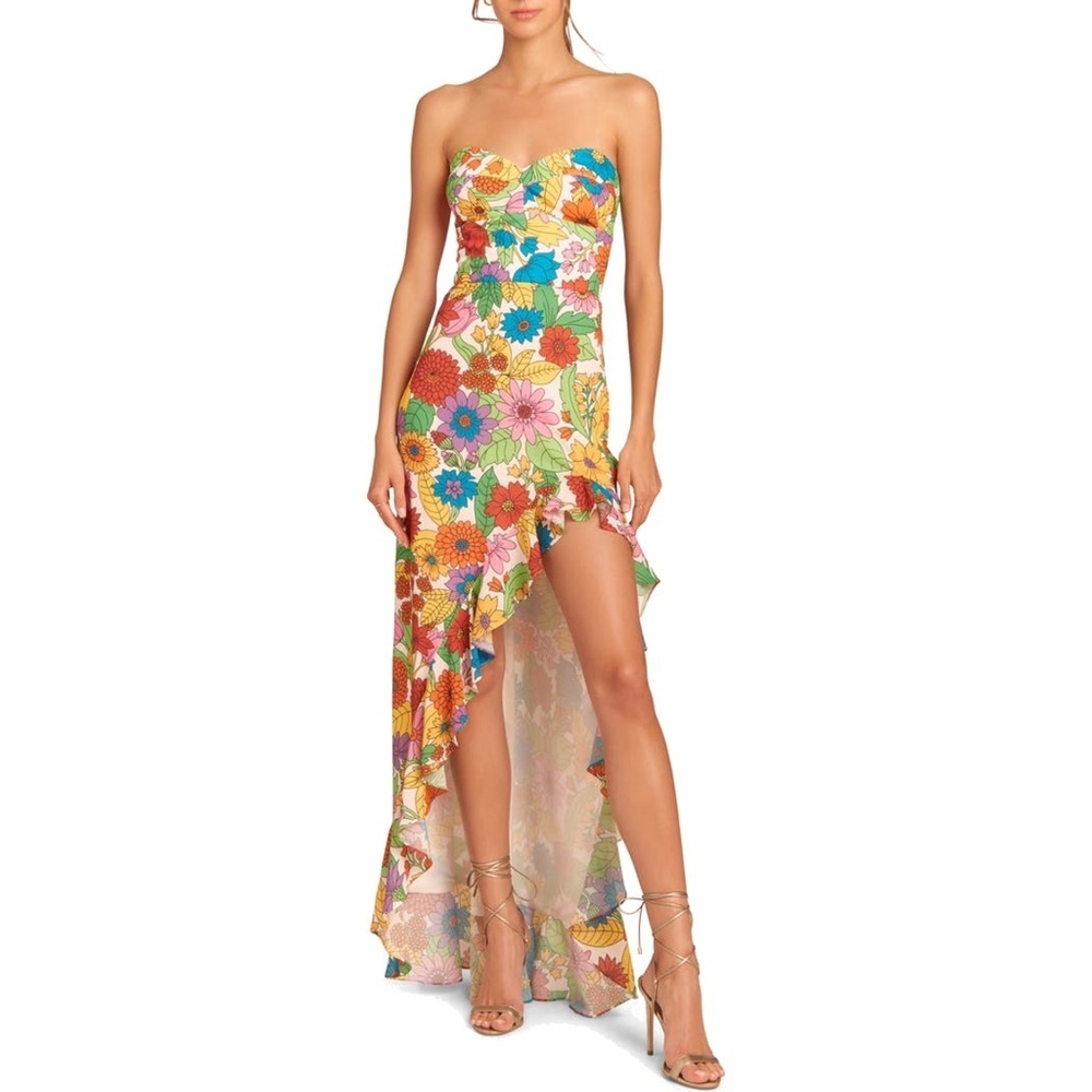NWT Eden Amanda Uprichard Floral Ruffle High-Low Gown women's size XL